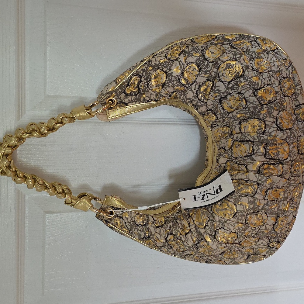 The Find metallic brown and gold quilted Slouchy hobo bag |gold rope handle …